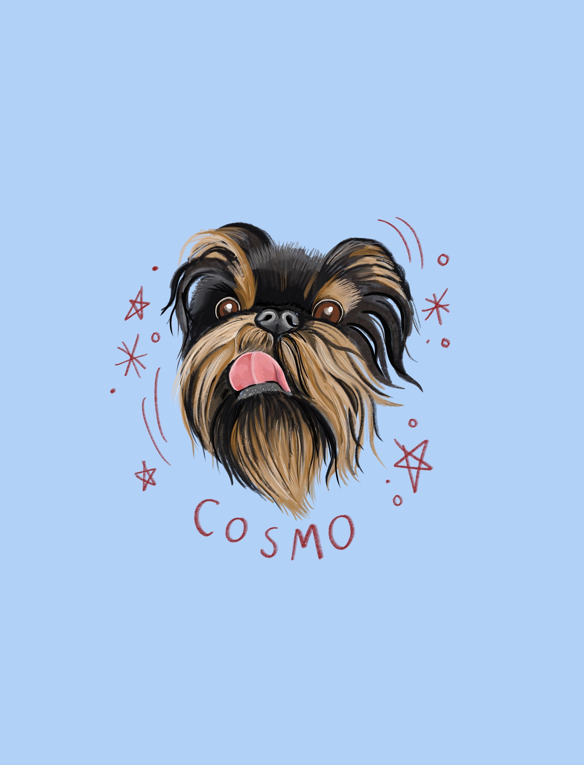 Customised pet portrait of a dog called cosmo created by sugar viper