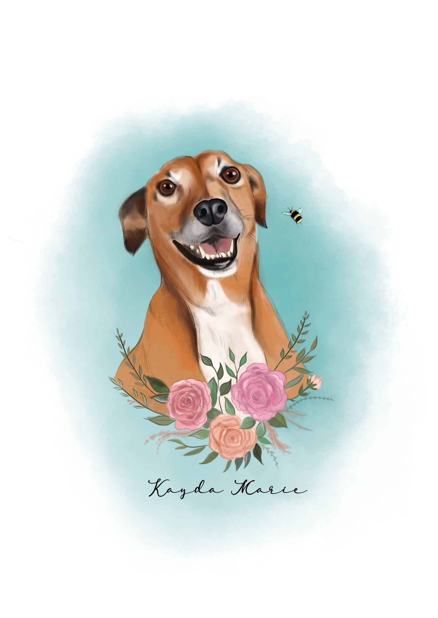 Customised pet portrait of a dog called Kayda created by sugar viper